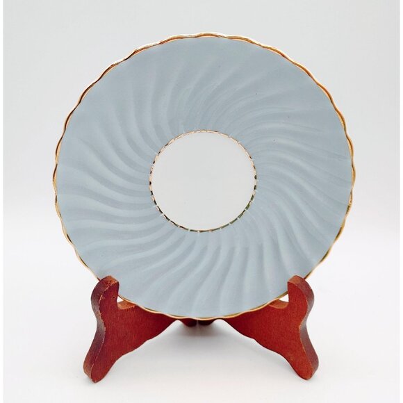 Aynsley Bone China Teacup and Saucer, Gray Swirl - Picture 5 of 13